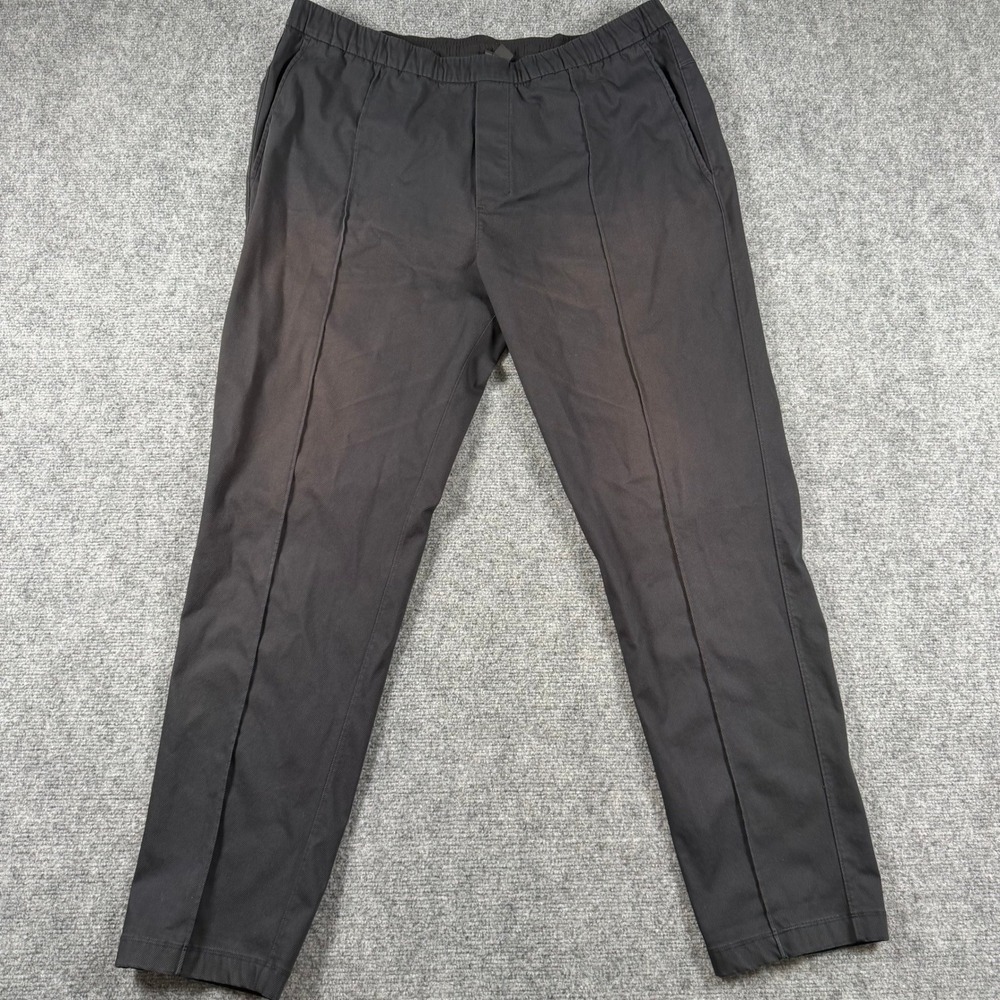 Lululemon Cotton Twill Pintuck Pull On Pant Mens XL Black Elastic Waist LM5B99S